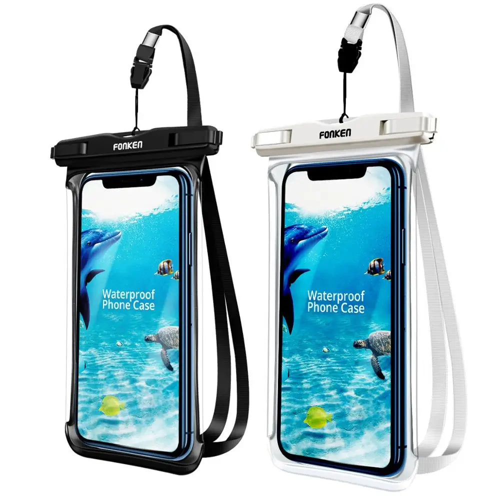 Full View Waterproof Case for Phone Underwater, Snow Rainforest Transparent Dry Bag Swimming Pouch Big Mobile Phone Covers