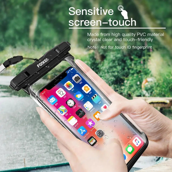 Full View Waterproof Case for Phone Underwater, Snow Rainforest Transparent Dry Bag Swimming Pouch Big Mobile Phone Covers