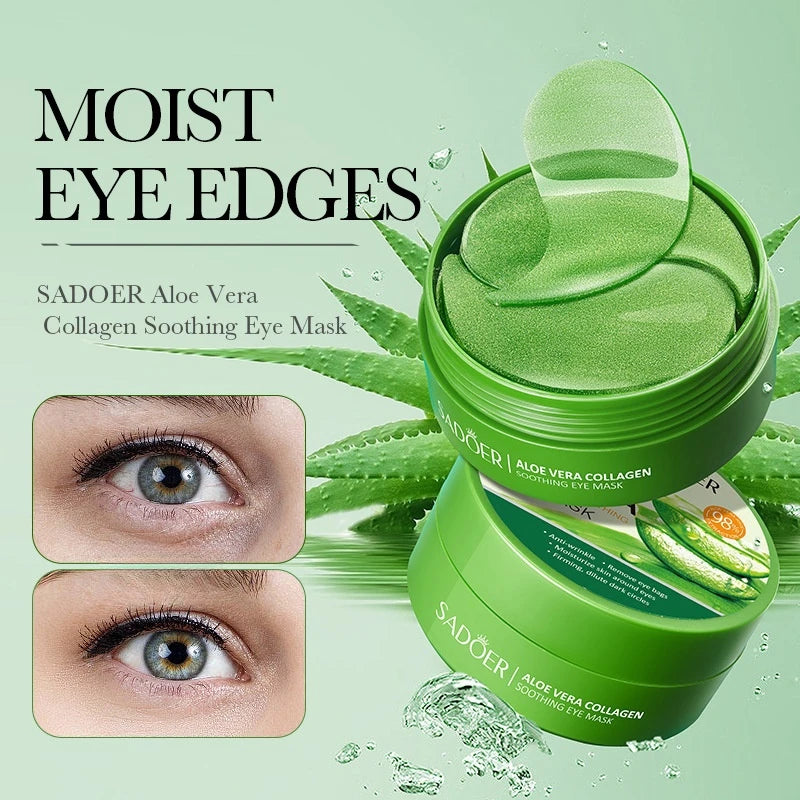 60 Pieces of Aloe Vera Collagen Eye Mask - Hypoallergenic Alcohol-Free, Moisturizing Skin, Bright and Transparent Eye Mask Patches, Suitable for All Skin, Say Goodbye to Dry and Dark Matte, Eye Mask Patches