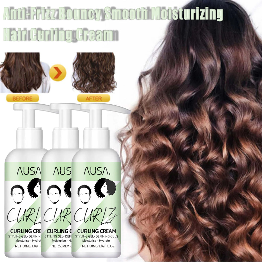 50ml Hair Curling Cream Anti-Frizz Bouncy Resilient Enhancer, Styling Lotion Prevent Hair Breakage Smooth Moisturizing Hair Care