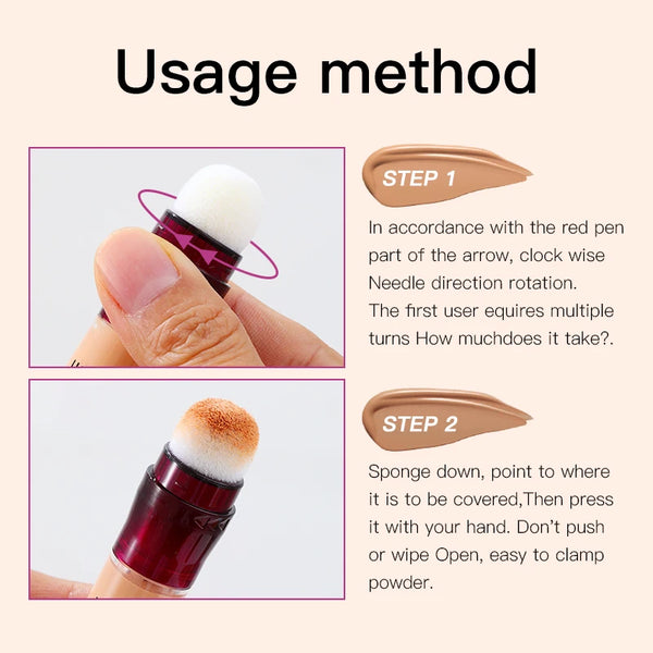 12 Color Liquid Concealer Moisturizing Rotating Sponge Head Concealer Long Lasting Lightweight Multi-use Foundation Makeup