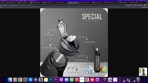 Sports Water Bottle with Straw and Time Marking