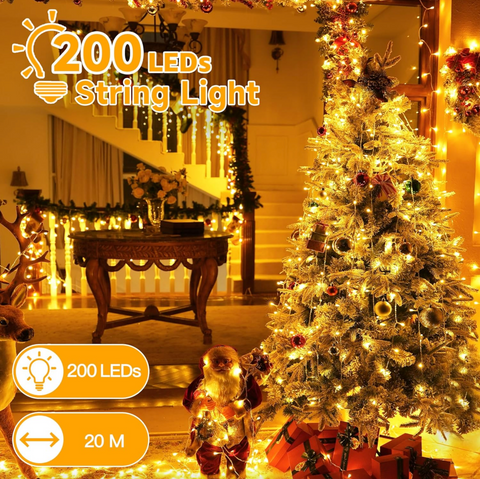 Ollny Christmas Tree Lights, 20m 200 LED Outdoor Fairy Light